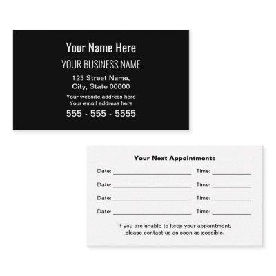 Black Modern Professional Appointment Card