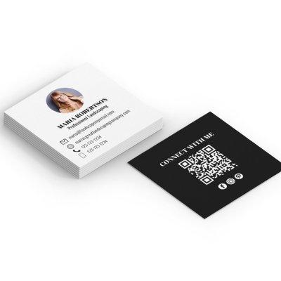 Black Modern QR Code Social Media Photo  Square
