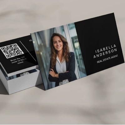 Black Modern Real State Professional Photo QR code