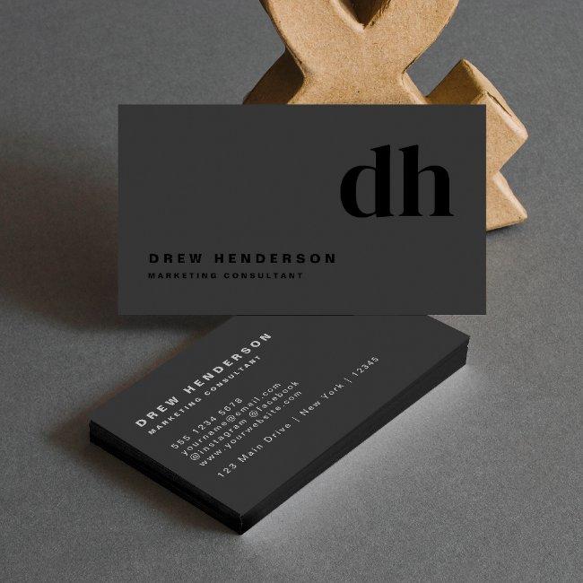Black Monogram Minimalist Modern Professional