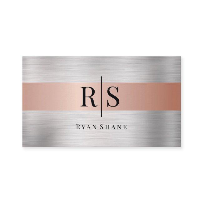 Black Monogram & Name, Brushed Silver & Rose Gold