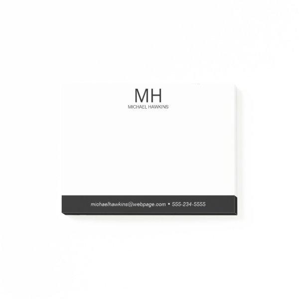 Black Monogrammed Men's Post-it Notes