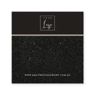 BLACK MOSAIC TEXTURE STUD EARRING DISPLAY CARD