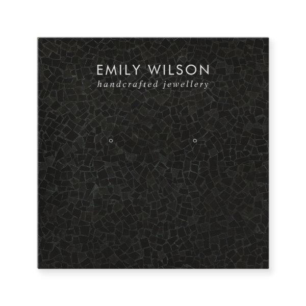 BLACK MOSAIC TEXTURE STUD EARRING DISPLAY CARD