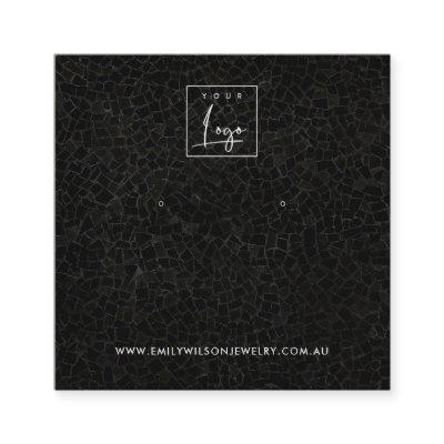 BLACK MOSAIC TEXTURE STUD EARRING DISPLAY CARD
