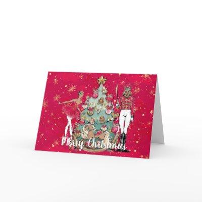 Black Nutcracker Folded Christmas Greeting Card