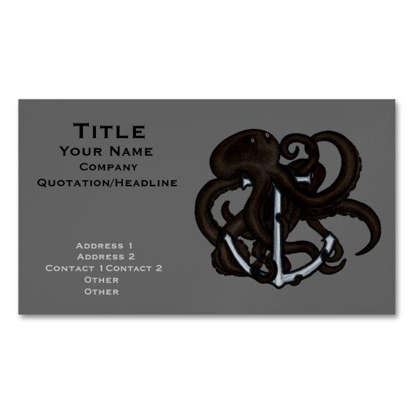 Black Octopus Over Anchor  Magnet