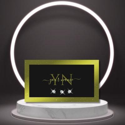 Black Olive Green Yellow Sparkling Jewels Monogram