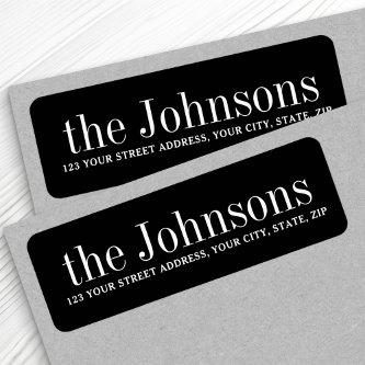Black or any color family name return address label