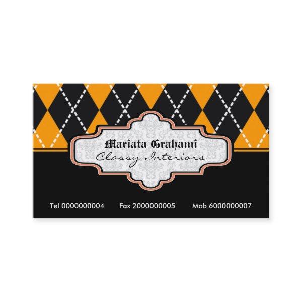 Black orange white argyle trendy