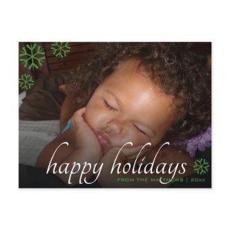 Black Overlay Green Happy Holidays Your Photo Postcard
