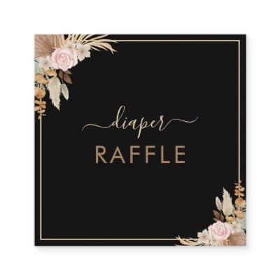 Black Pampas Grass Dried Palm Floral Diaper Raffle Square