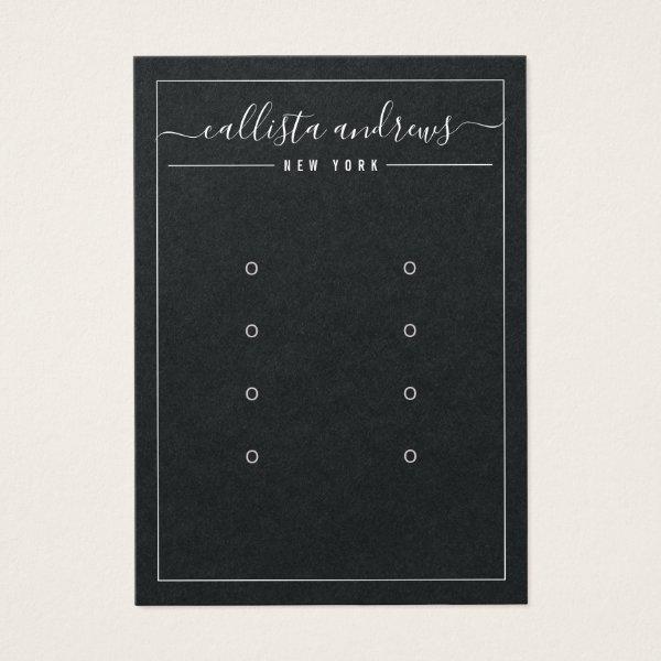 Black Paper Cursive Multiple Earring Display Card