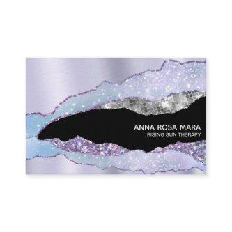*~* Black Pastel  Agate Geode Silver Glitter Glam