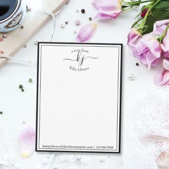 Black Personalized | From The Desk Of Note Card