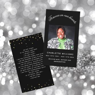 Black photo funeral prayer card