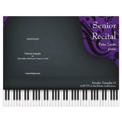 Black Piano on Purple Folded Recital Program