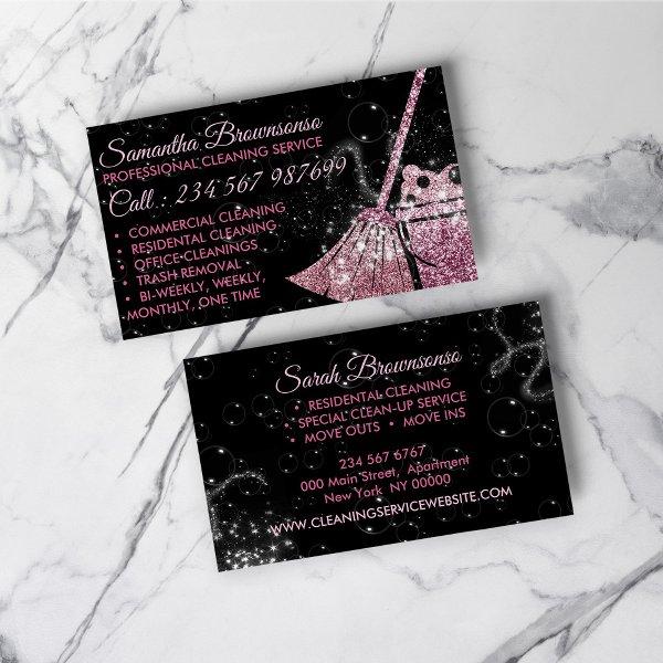 Black Pink Luxury Cleaning Maid Janitorial