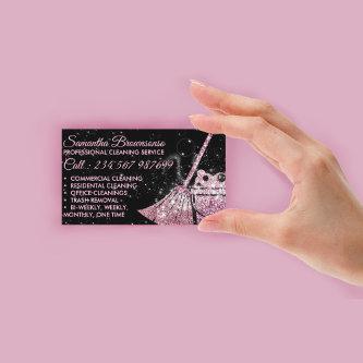Black Pink Luxury Cleaning Service Maid Janitorial