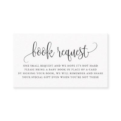 Black Pretty Script Baby Shower Book Request Card