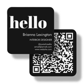 Black | QR Code Social Media Hello Square