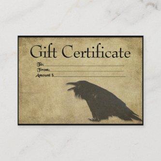 Black Raven- Black Raven- Prim Gift Certificate Ca