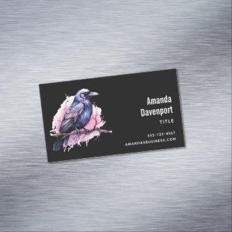 Black Raven on a Branch Illustration  Magnet