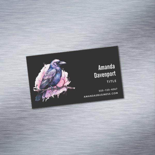 Black Raven on a Branch Illustration  Magnet