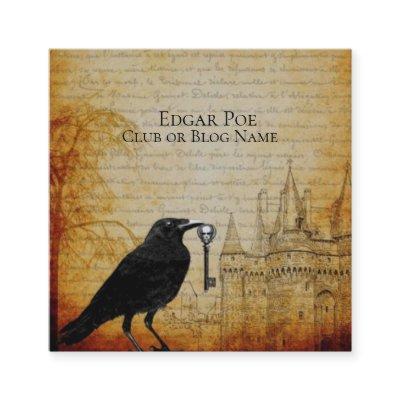 Black Raven Skull Skeleton Key Castle Background Square