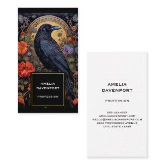 Black Raven with Flowers Gothic Design