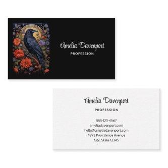 Black Raven with Flowers Gothic Design