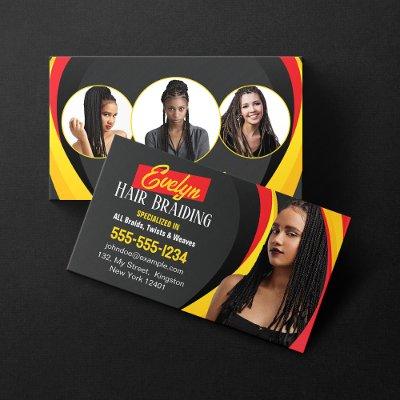 Black, Red and Yellow Hair Braiding Photo Salon