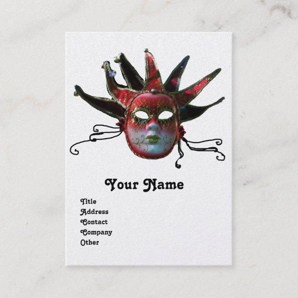 BLACK  RED JESTER MASK Masquerade Party Pearl