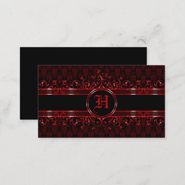 Black & Red Ornate Gothic Monogrammed