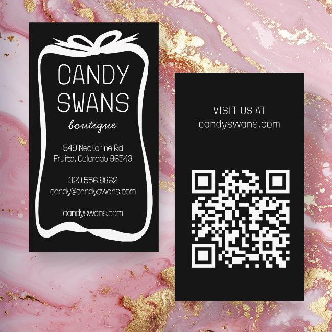 Black Ribbon Bows Sweet Custom QR Code Girly