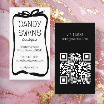 Black Ribbon Bows Sweet Custom QR Code Girly