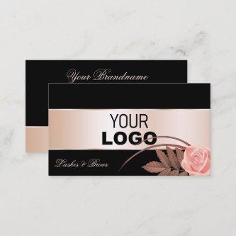 Black Rose Gold Decor and Cute Flower with Logo