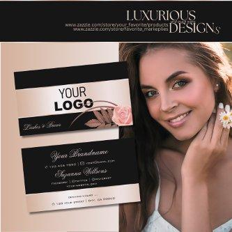 Black Rose Gold Decor and Cute Flower with Logo