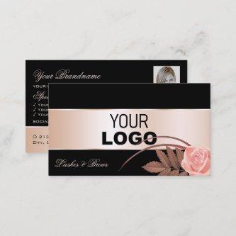 Black Rose Gold Decor Cute Flower with Logo Photo