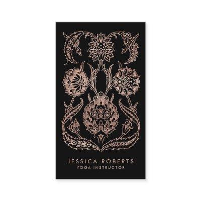 Black Rose Gold Look Art Nouveau Floral Fashion