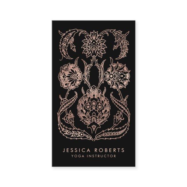 Black Rose Gold Look Art Nouveau Floral Fashion