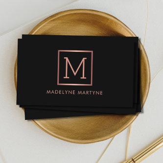 Black Rose Gold Monogram Elegant