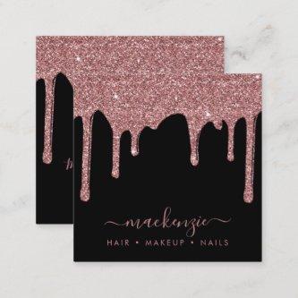 Black Rose Gold Sparkle Dripping Glitter Luxury Square