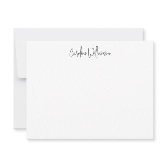 Black Script Handwriting Personalized Stationery Note Card