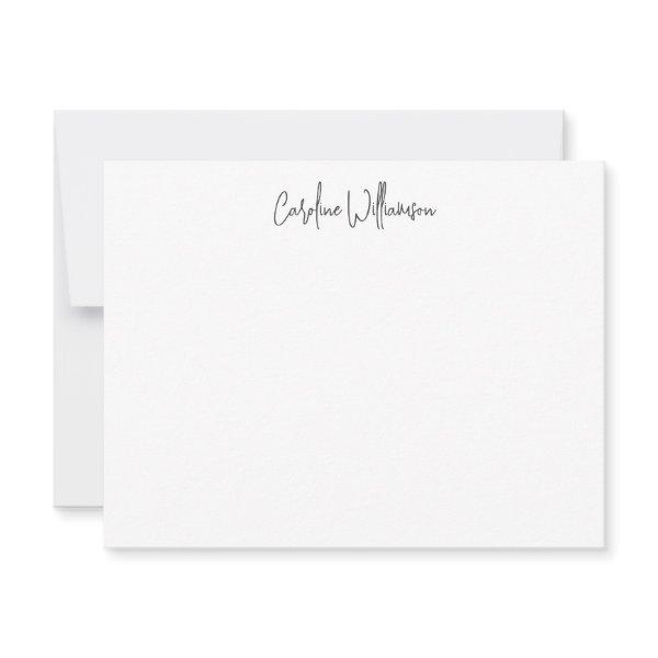 Black Script Handwriting Personalized Stationery Note Card
