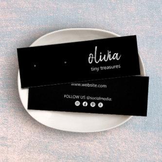 Black Script Stud Earring  Display Card