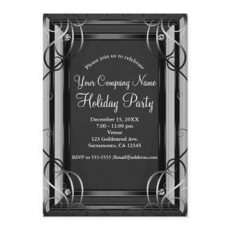 Black & Silver Elegant Corporate Holiday Party Invitation