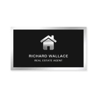 Black Silver Foil Home Logo Real Estate Agent
