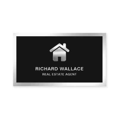 Black Silver Foil Home Logo Real Estate Agent
