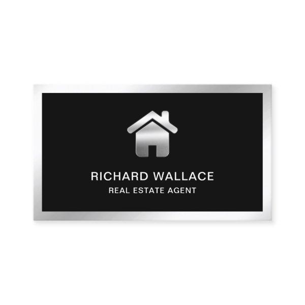 Black Silver Foil Home Logo Real Estate Agent